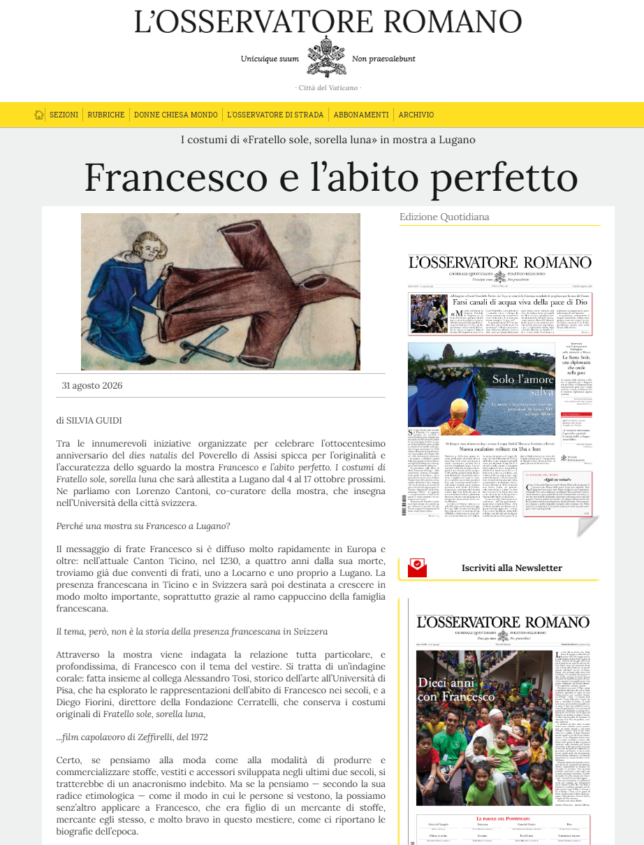L'Osservatore Romano, lunedì 31 agosto 2026